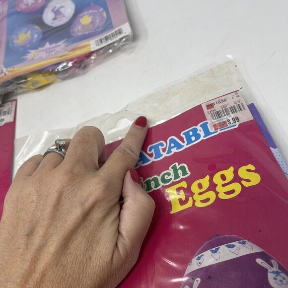 Lot Of 14 vintage EASTER EGG inflatable RABBIT Decoration NEW Toy Bundle - Picture 4 of 6